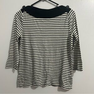Lauren Ralph Lauren Women’s Black & White Striped 3/4 Sleeve Shirt Size M